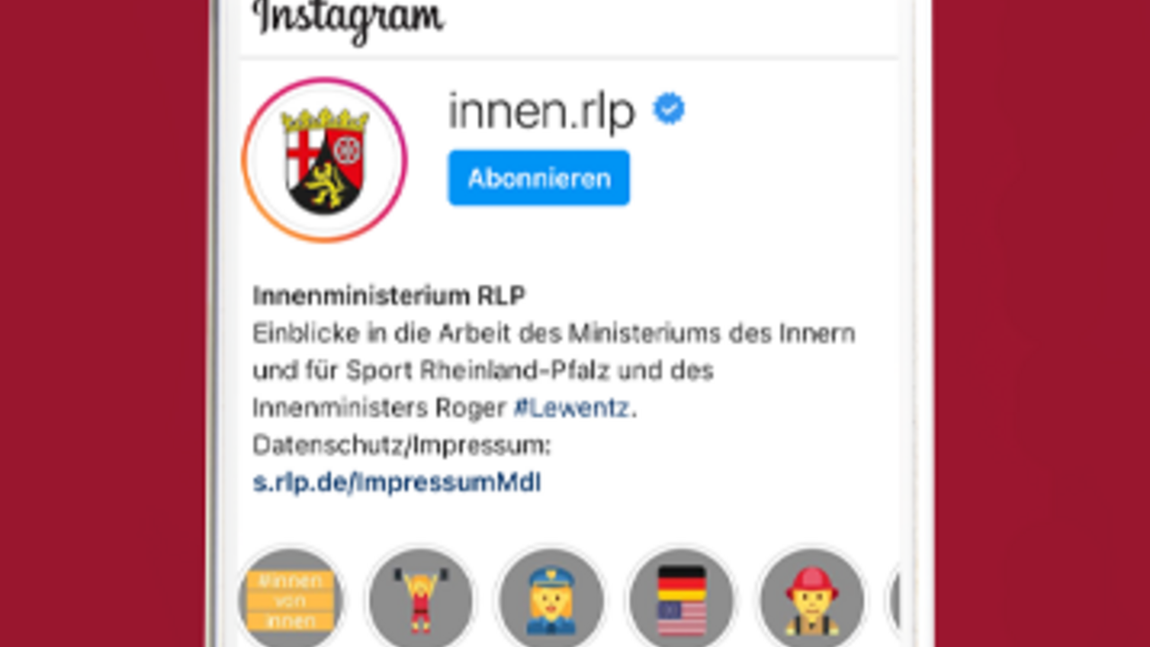 Das Innenministerium RLP bei Instagram