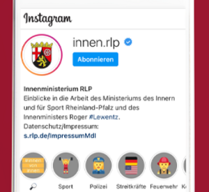 Das Innenministerium RLP bei Instagram