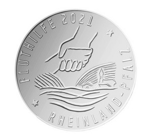 Grafische Darstellung des Designs der Fluthilfemedaille 2021