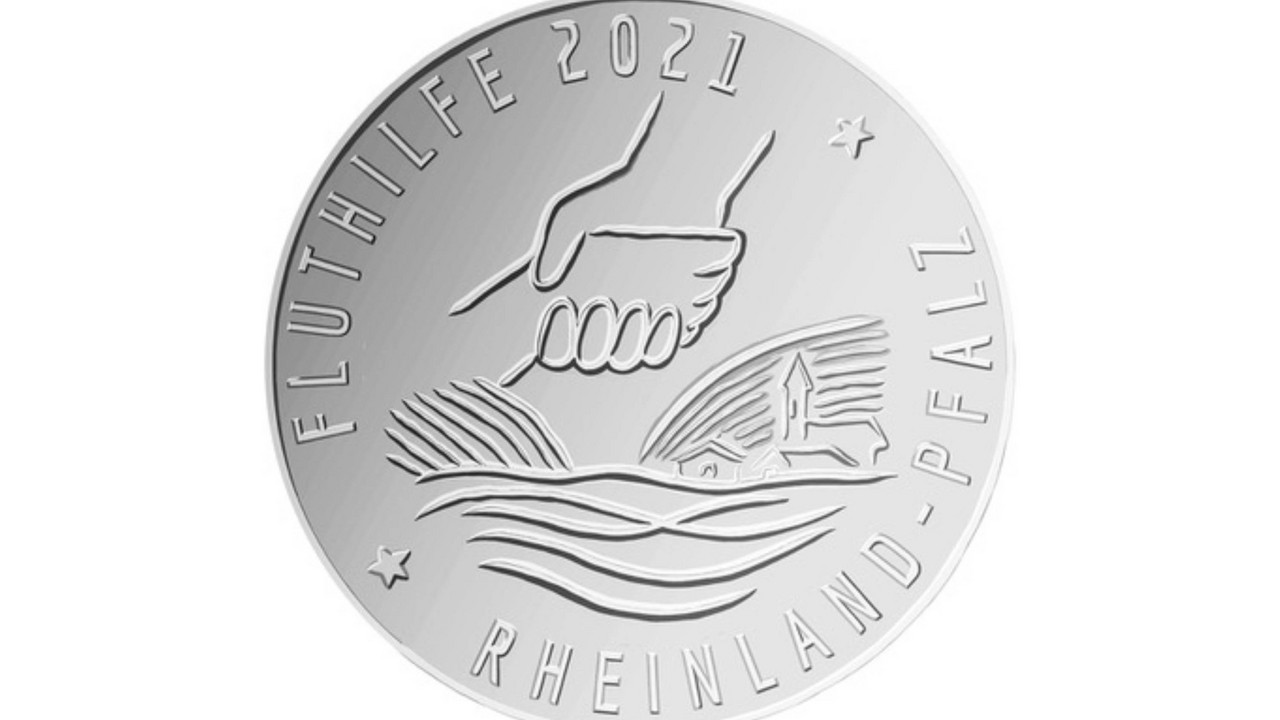 Grafische Darstellung des Designs der Fluthilfemedaille 2021