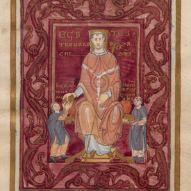 Abbildung des Thronenden Egbert (f 2r) aus dem Codex Egberti (Stb Trier Hs 24)