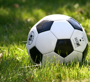 Fußball auf einer Wiese