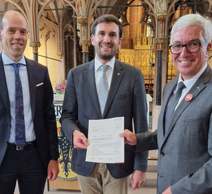 v. l. n. r.: Landrat Volker Boch, Stadtbürgermeister Marius Stiehl und Innenminister Roger Lewentz